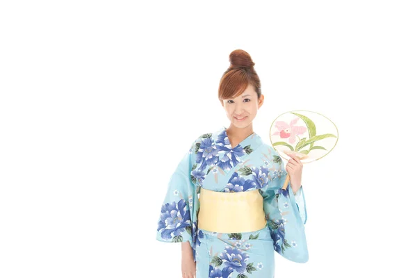 Portret Van Een Japanse Vrouw Kimono — Stockfoto