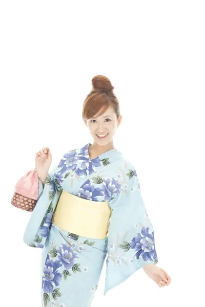 一个穿着和服的日本女人的肖像 — 图库照片