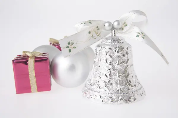 Decorações Natal Presentes Backgrouond Branco — Fotografia de Stock