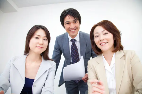Japanese Businesspeople Working Office Together Business Meeting Concept — Stock Photo, Image