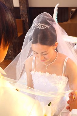 Güzel bir çift Asyalı yeni evli.