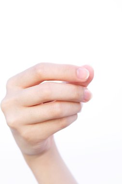 Beyaz arka planda güzel kadın el 