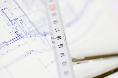 plan, mimari proje kavramı üzerine pusula ve yönetici