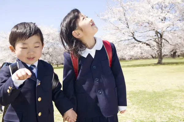 Çocuklar parka yürüyorlar.