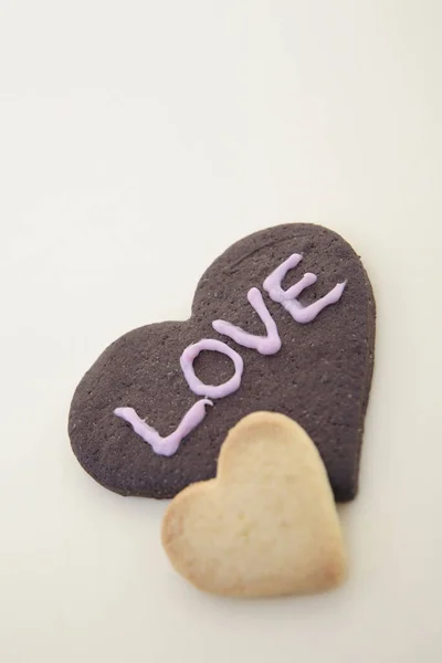 Biscoitos Forma Coração Deliciosos Recém Assados Conceito Dia Dos Namorados — Fotografia de Stock