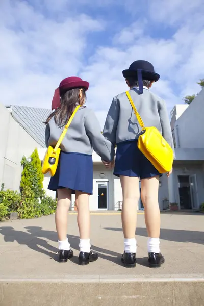 Deux Mignons Enfants Japonais École Primaire — Photo