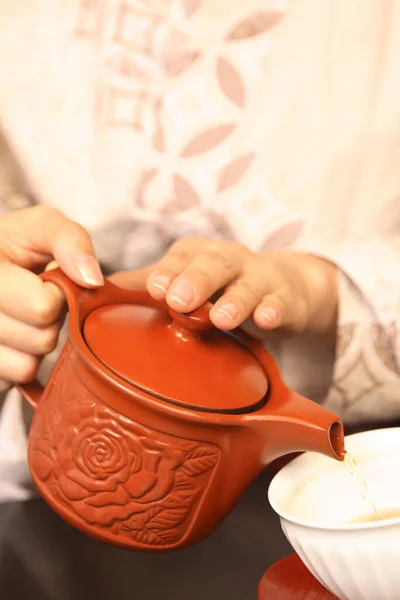asian woman on tea ceremony