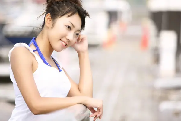 Retrato Chica Asiática Aire Libre Verano —  Fotos de Stock