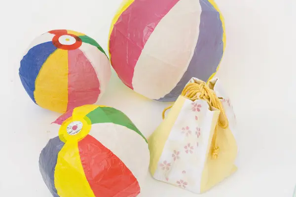 Ballons Japonais Traditionnels Papier Sur Fond Blanc — Photo