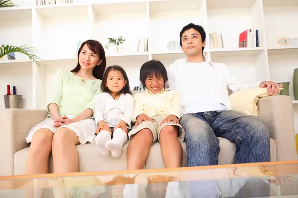 Retrato Interior Hermosa Familia Asiática — Foto de Stock