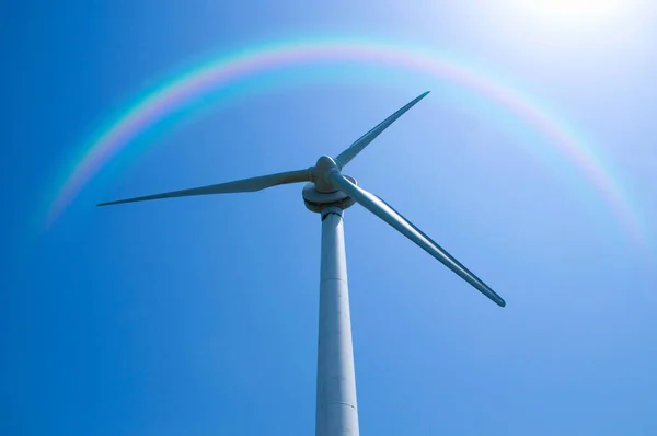 Éolienne Turbine Puissance Sur Fond Bleu Ciel — Photo