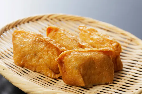 Close View Seasoned Rice Wrapped Fried Tofu Bags — Stock Photo, Image