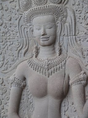 Angkor Wat Tapınağı 'nın duvarında 12.yy' da antik Siem Reap, Kamboçya 'da inşa edilmiş....