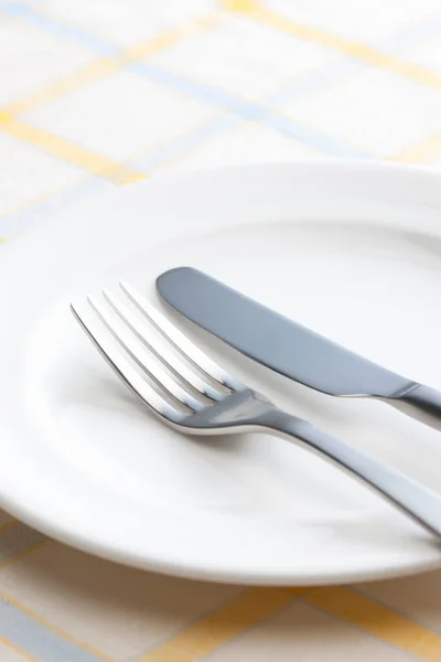 Fork Knife White Plate — Stock Photo, Image