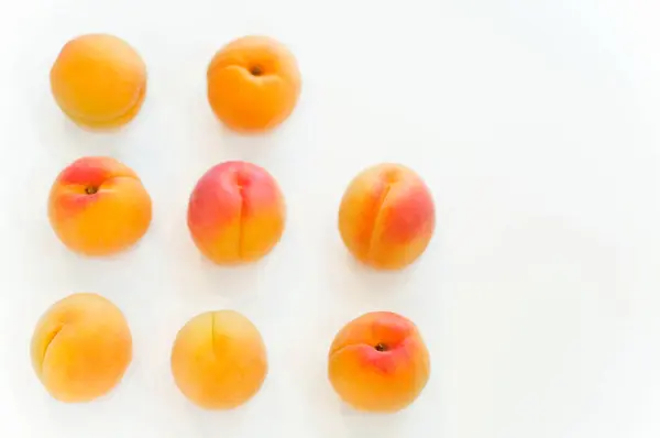 Fresh Ripe Peach Fruits White Background — Stock Photo, Image
