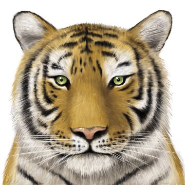 portrait of tiger on white background