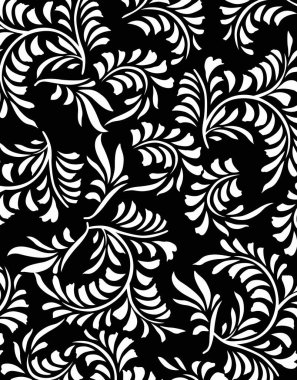Çiçeksiz desen, siyah beyaz arkaplan 