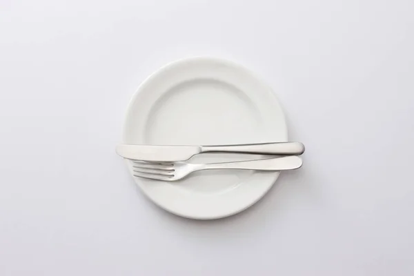 Fork Knife Plate White Background — Stock Photo, Image