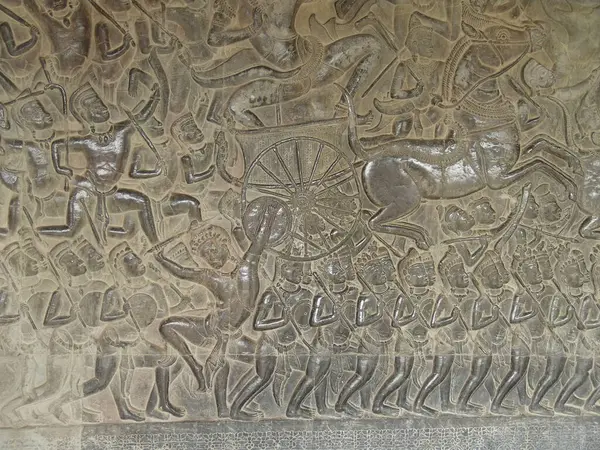 Bas Relief Statue Culture Khmère Cambodge Angkor Wat — Photo