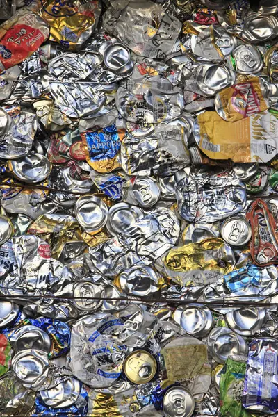 Recycling Concept Pressed Metal Cans Dump — Stock Photo, Image