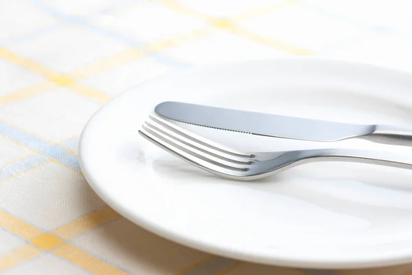Fork Knife White Plate — Stock Photo, Image