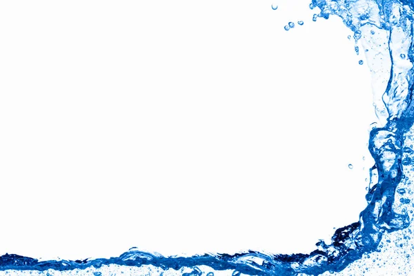 Salpicadura Agua Azul Con Burbujas Sobre Fondo Blanco — Foto de Stock