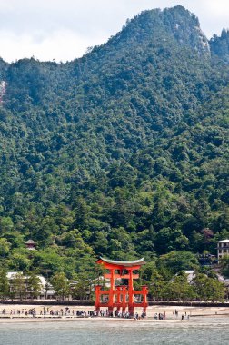 Geleneksel Japon tapınağının manzarası