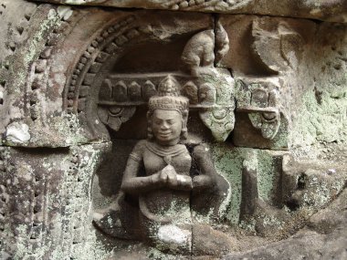 Angkor Wat Tapınağı 'nın duvarında 12.yy' da antik Siem Reap, Kamboçya 'da inşa edilmiş....