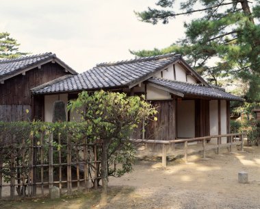 Japon geleneksel evi bahçede.