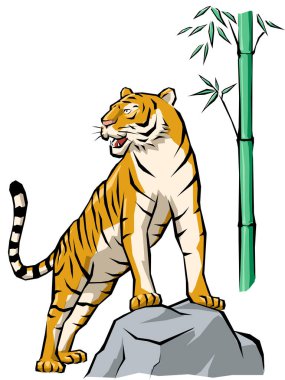 Beyaz arka planda kaplan karikatürü