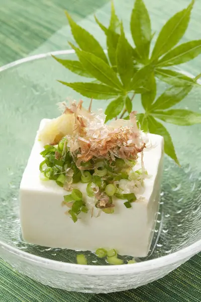 Cucina Giapponese Delizioso Tofu Con Guarnizioni — Foto Stock