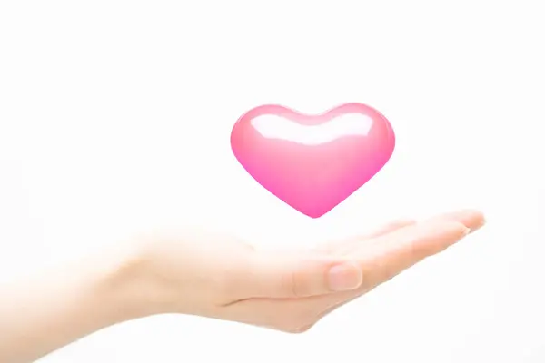 Weibliche Hand Mit Herz Isoliert Auf Weiß — Stockfoto