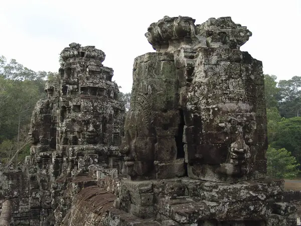 Enorme Stenen Gezichten Angkor Wat Cambodja — Stockfoto
