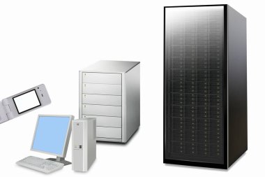 server illustration, computers and netwotk concept bakcground 