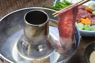 Lezzetli Asya yemekleri. Yakın çekim.