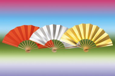 Renkli Japon katlama hayranları illüstrasyonu