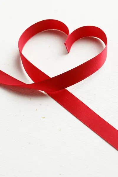 Heart Made Red Ribbon — Stock Photo, Image