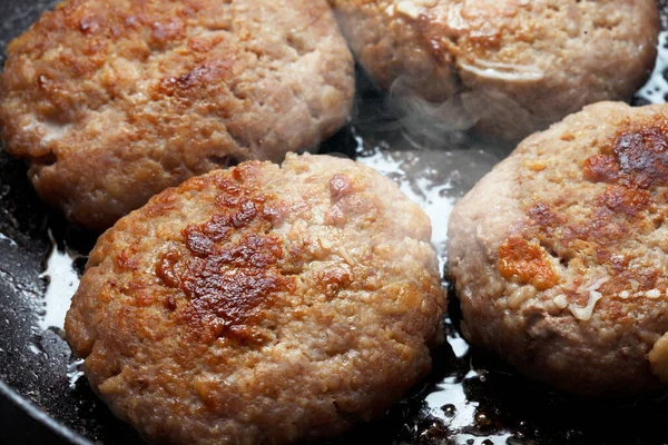 Meat Cutlets Frying Pot — Stock Photo, Image