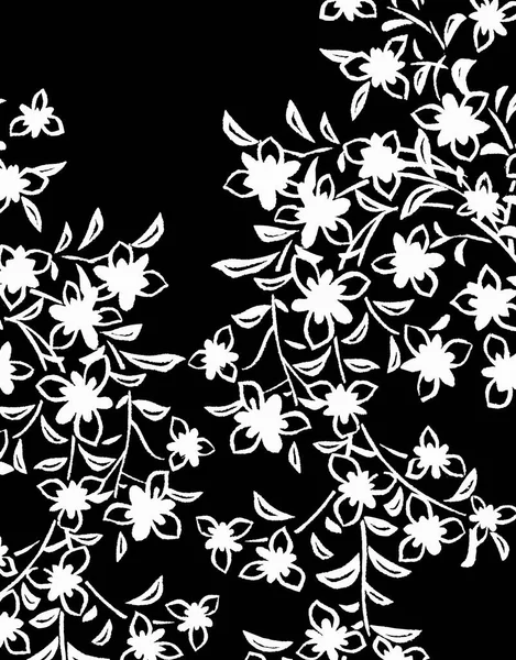 Naadloos Bloemenpatroon Witte Achtergrond — Stockfoto