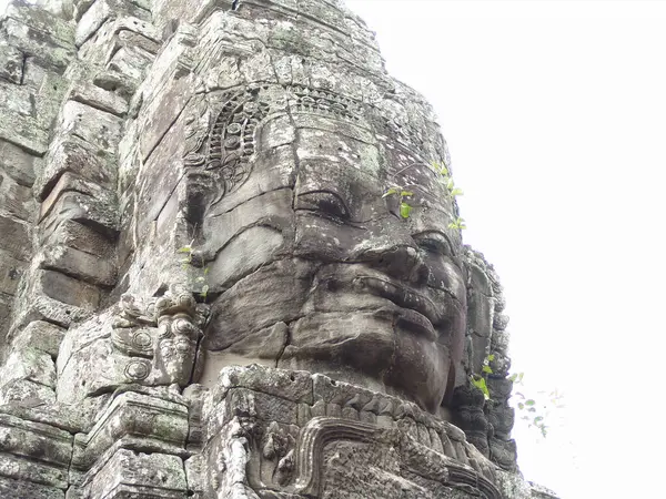 Volto Pietra Enorme Angkor Wat Cambogia — Foto Stock