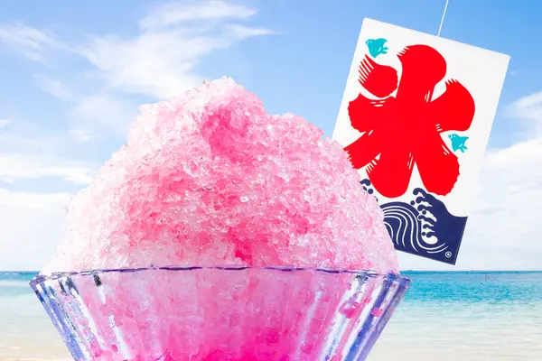 Deniz manzaralı kakigori işareti