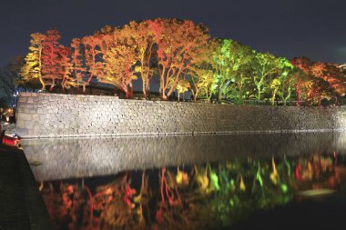 Güzel gece manzaralı modern şehir ışıkları, şenlikli konsept 