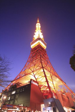 Japonya 'daki Tokyo Kulesi akşam arkaplanı