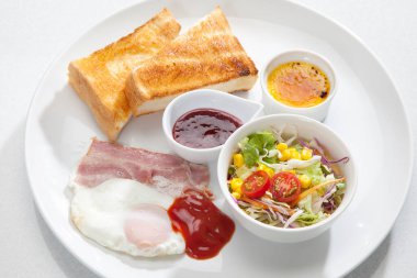 Lezzetli Asya kahvaltısının yakın görüntüsü