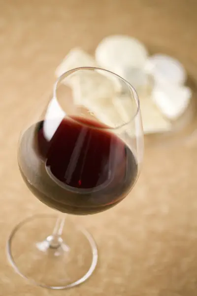 Glass Red Wine Table Close View — Stock Photo, Image