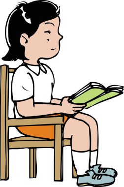 Kitap okuyan genç bir kızın çizimi