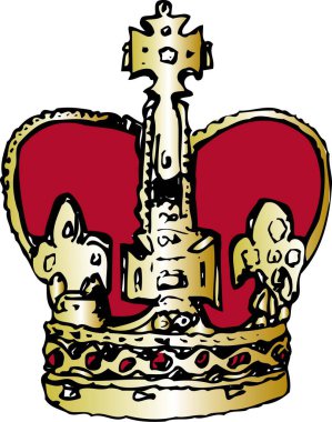 beyaz arkaplanda Crown çizgi film çizimi