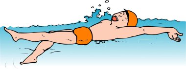 Suda yüzen genç bir adamın tasviri