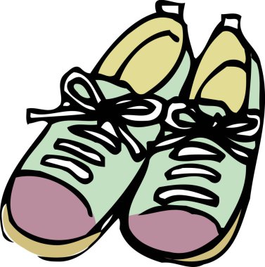 Bir çift ayakkabı, resimleme, beyaz arkaplanda izole edilmiş. 