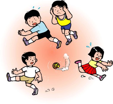 Çocuklar dışarıda zıplayan toptan kaçıyorlar.